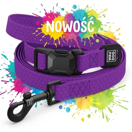 Smycz dla psa WAUDOG Magnet wodoodporna fioletowa 120–200 cm