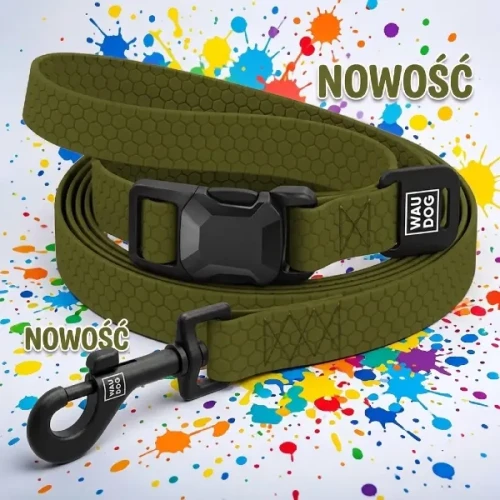 Smycz dla psa WAUDOG Magnet wodoodporna Khaki 120–200 cm