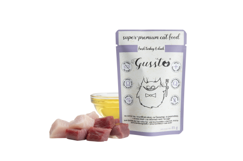GUSSTO saszetka- Fresh Turkey & Duck - dla kotów - 85g