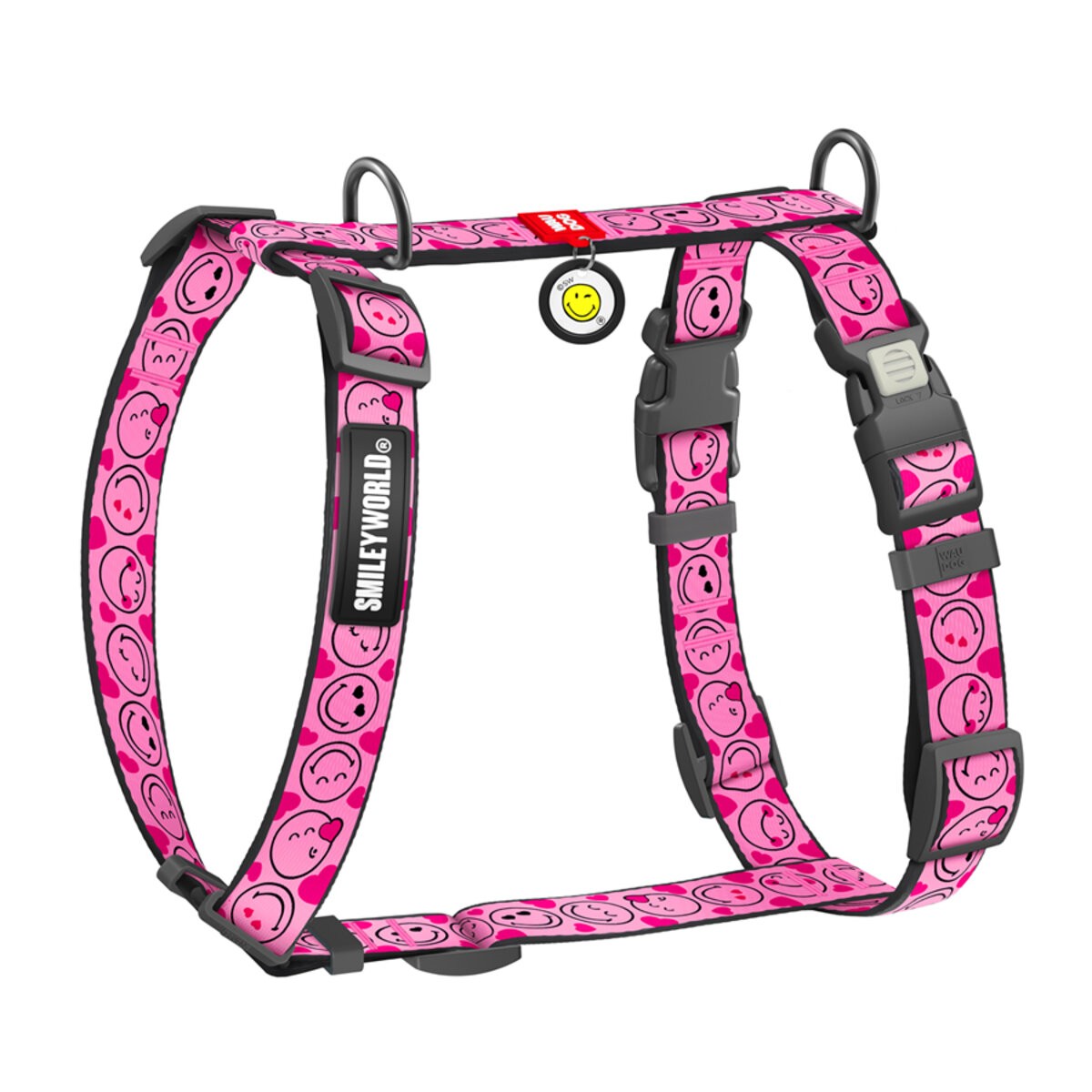 szelki guard dla psów "Pink Smileys" - widok przestrzenny