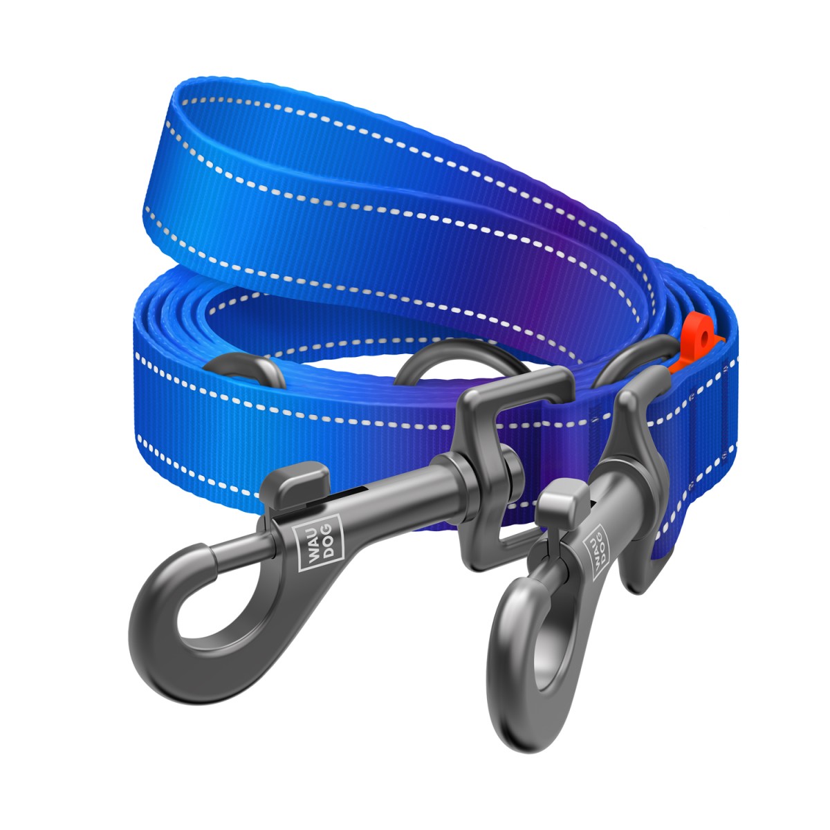 wygląd smyczy zwiniętej z dwoma karabińczykami