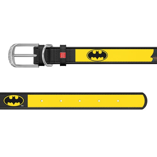 OUTLET - DESIGN DC- skórzana obroża czarna - "Batman 2"-35mm, 44-53cm