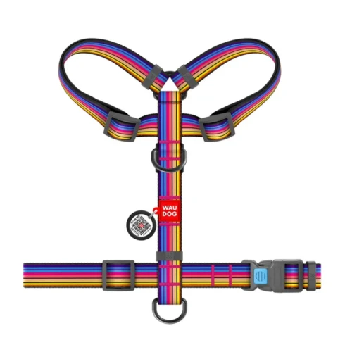 Ergonomiczne szelki dla psa typ guard  wzór "Line 1" (tęcza) roz.  "S" WauDog