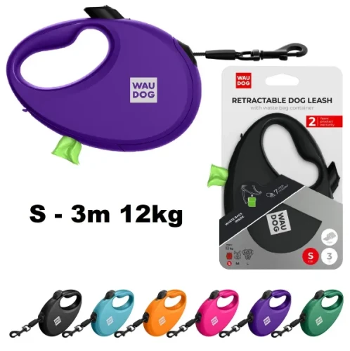 Smycz automatyczna z podajnikiem na woreczki. "S" 3m taśma 12kg
